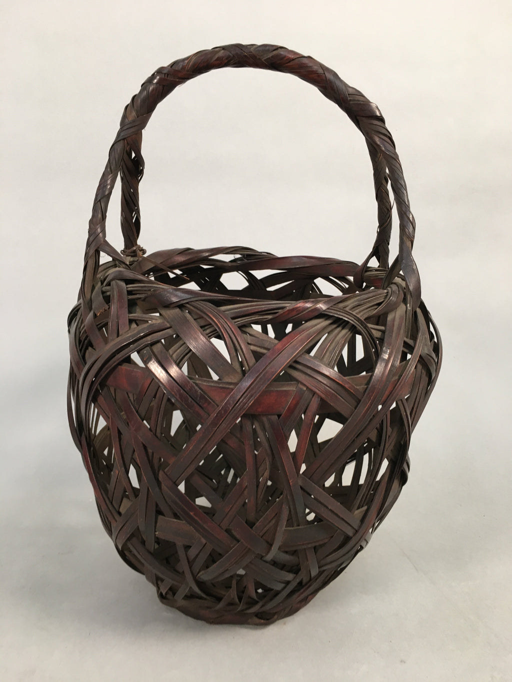 Japanese Bamboo Basket Vtg Ikebana Flower Arrangement Kado Kago B154