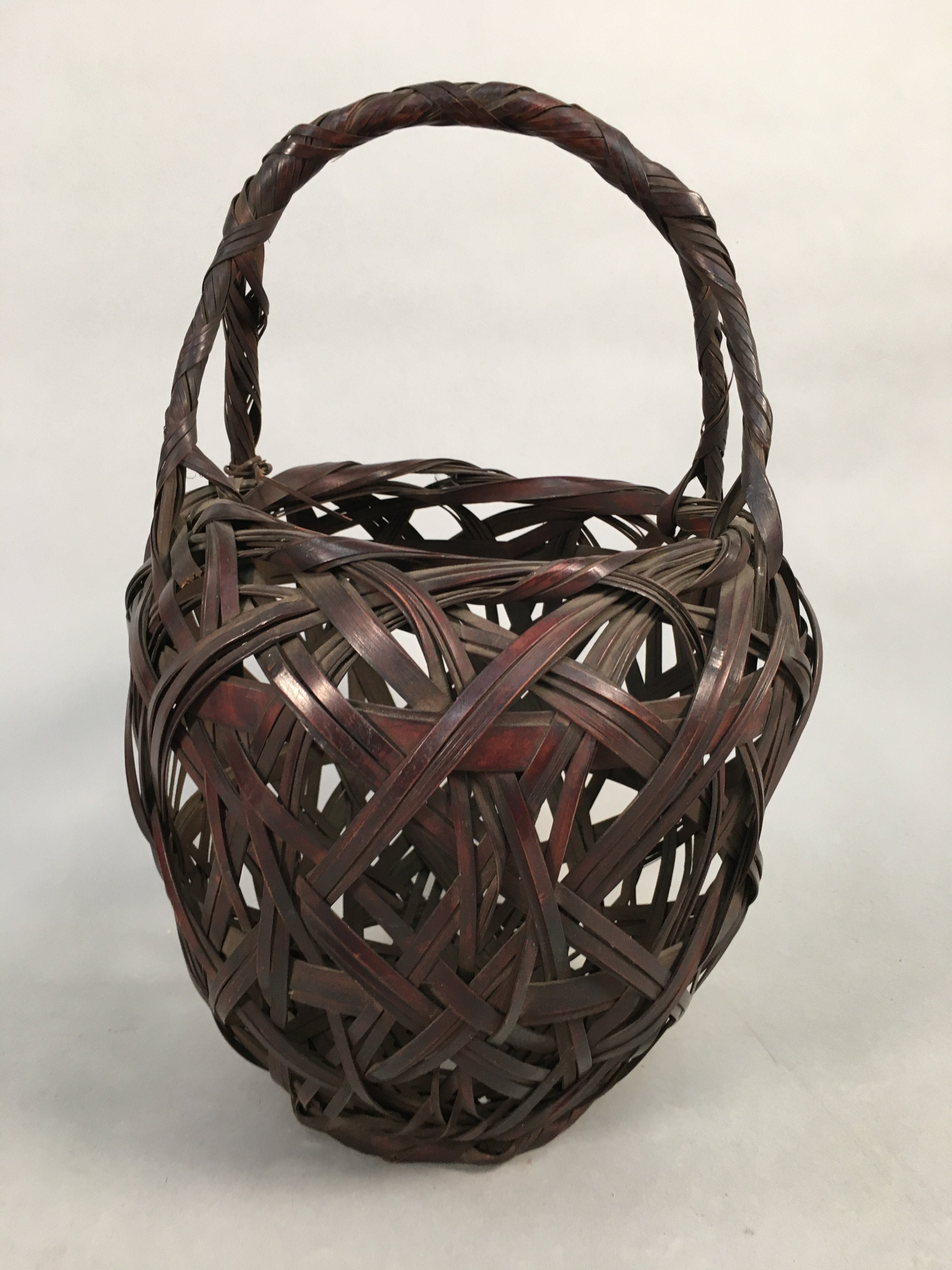 Japanese Bamboo Basket Vtg Ikebana Flower Arrangement Kado Kago B154