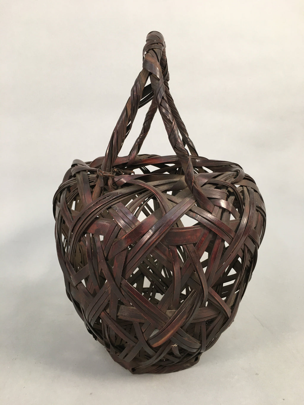 Japanese Bamboo Basket Vtg Ikebana Flower Arrangement Kado Kago B154
