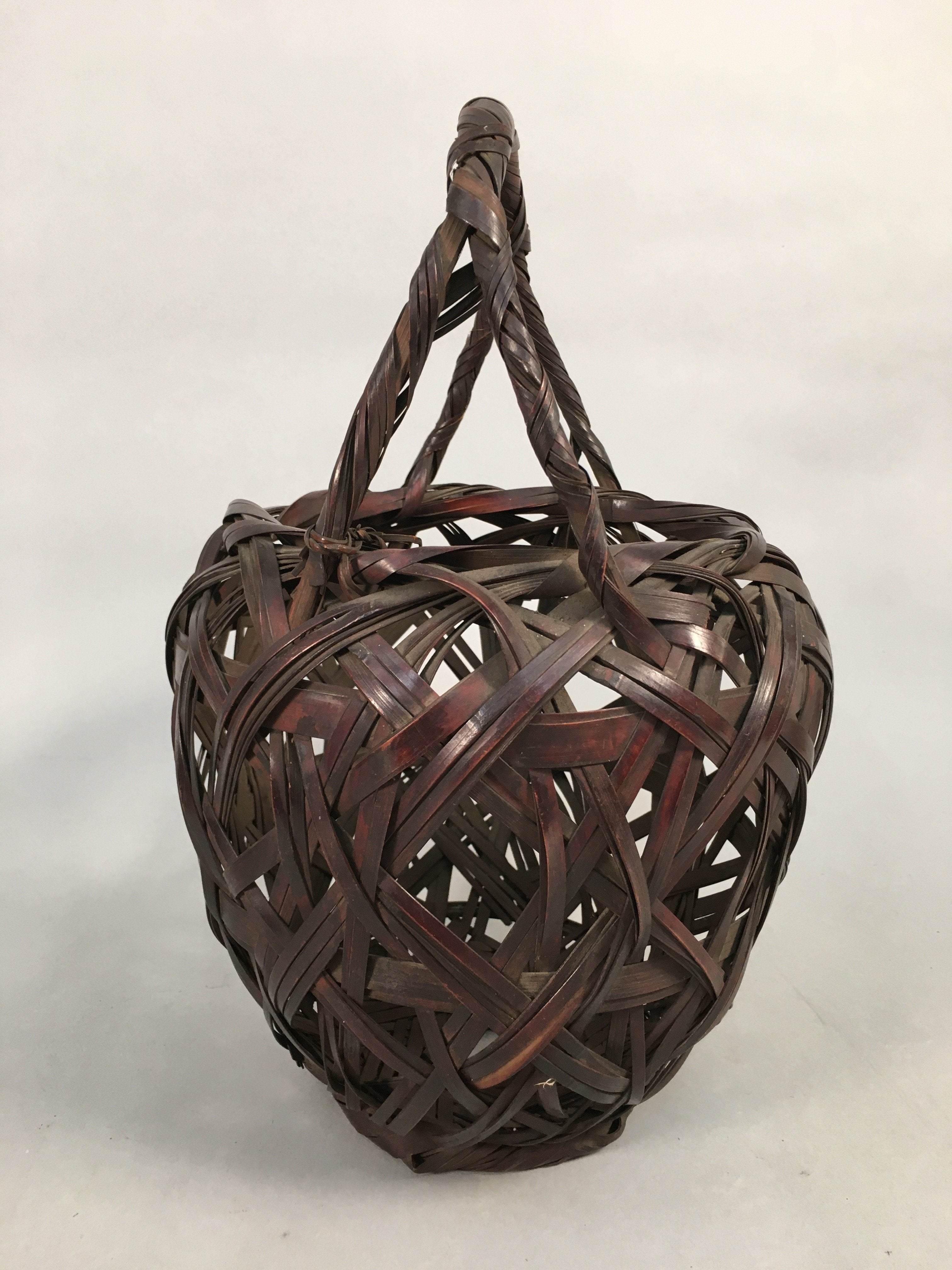 Japanese Bamboo Basket Vtg Ikebana Flower Arrangement Kado Kago B154