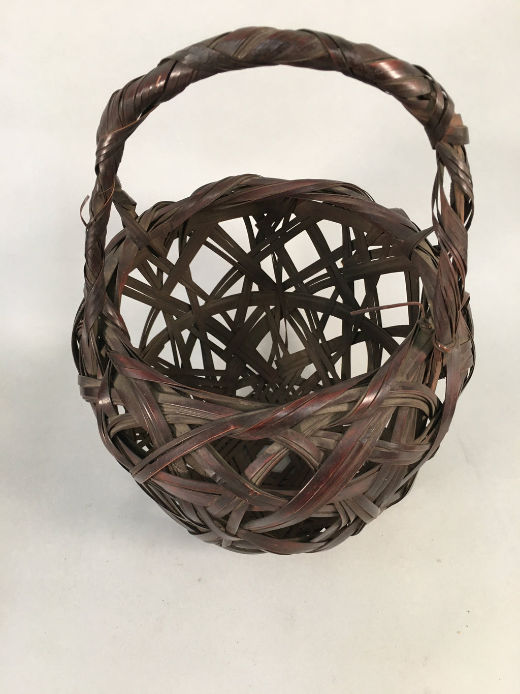 Japanese Bamboo Basket Vtg Ikebana Flower Arrangement Kado Kago B154