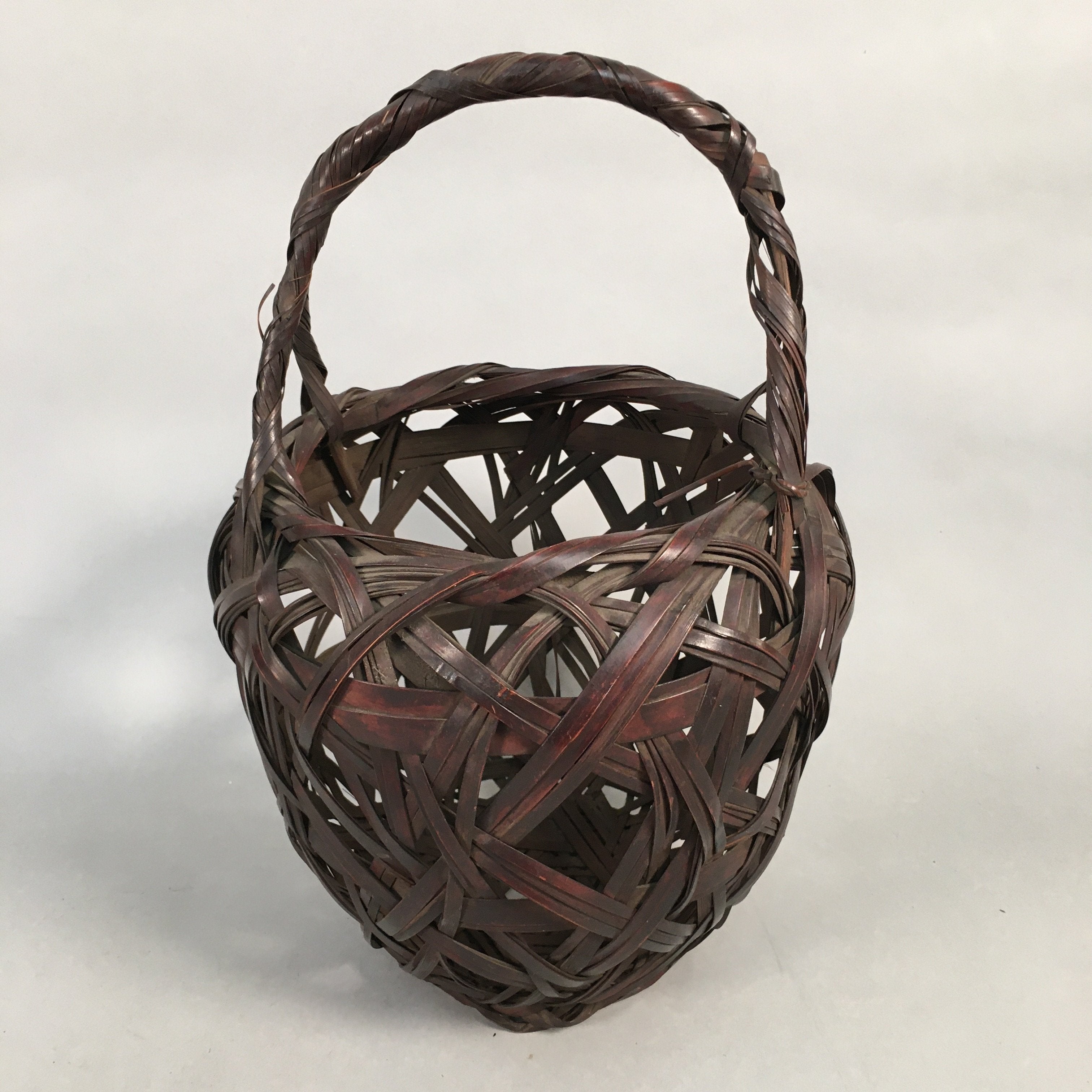 Japanese Bamboo Basket Vtg Ikebana Flower Arrangement Kado Kago B154