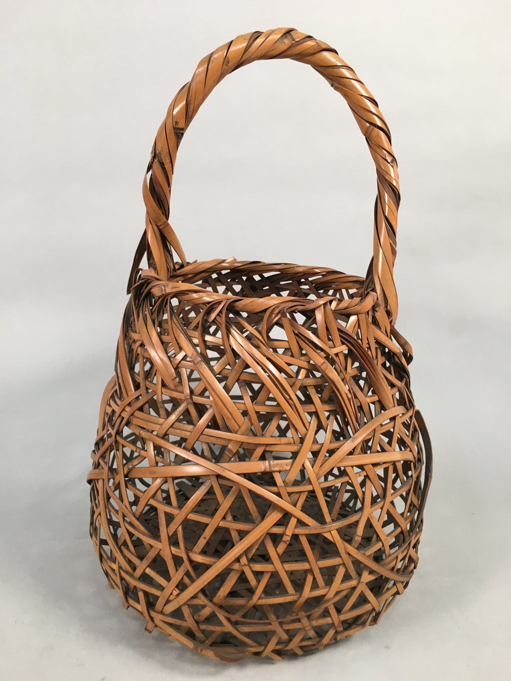 Japanese Bamboo Basket Vtg Ikebana Flower Arrangement Kado Kago B155