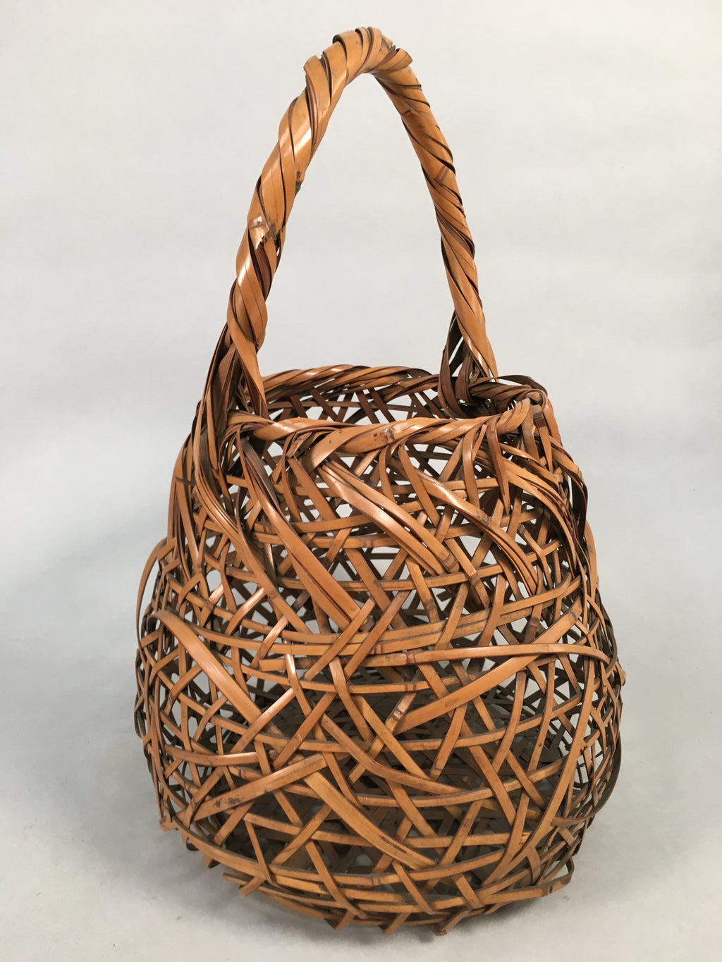 Japanese Bamboo Basket Vtg Ikebana Flower Arrangement Kado Kago B155