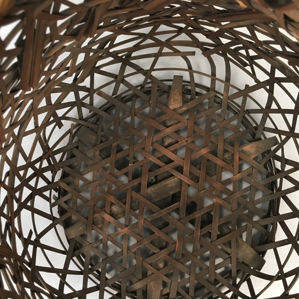 Japanese Bamboo Basket Vtg Ikebana Flower Arrangement Kado Kago B155