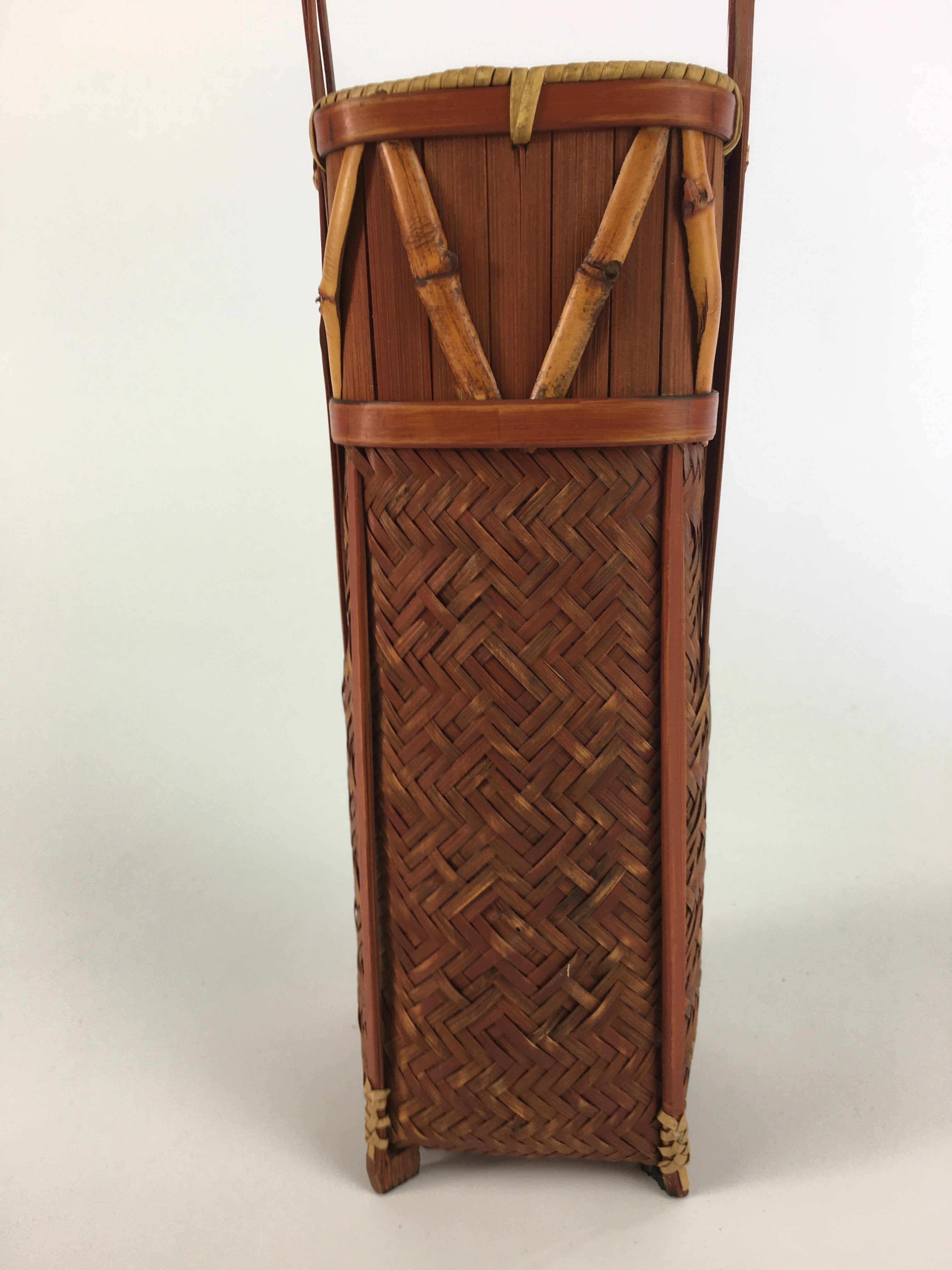 Japanese Bamboo Basket Vtg Ikebana Flower Arrangement Kado Kago B156