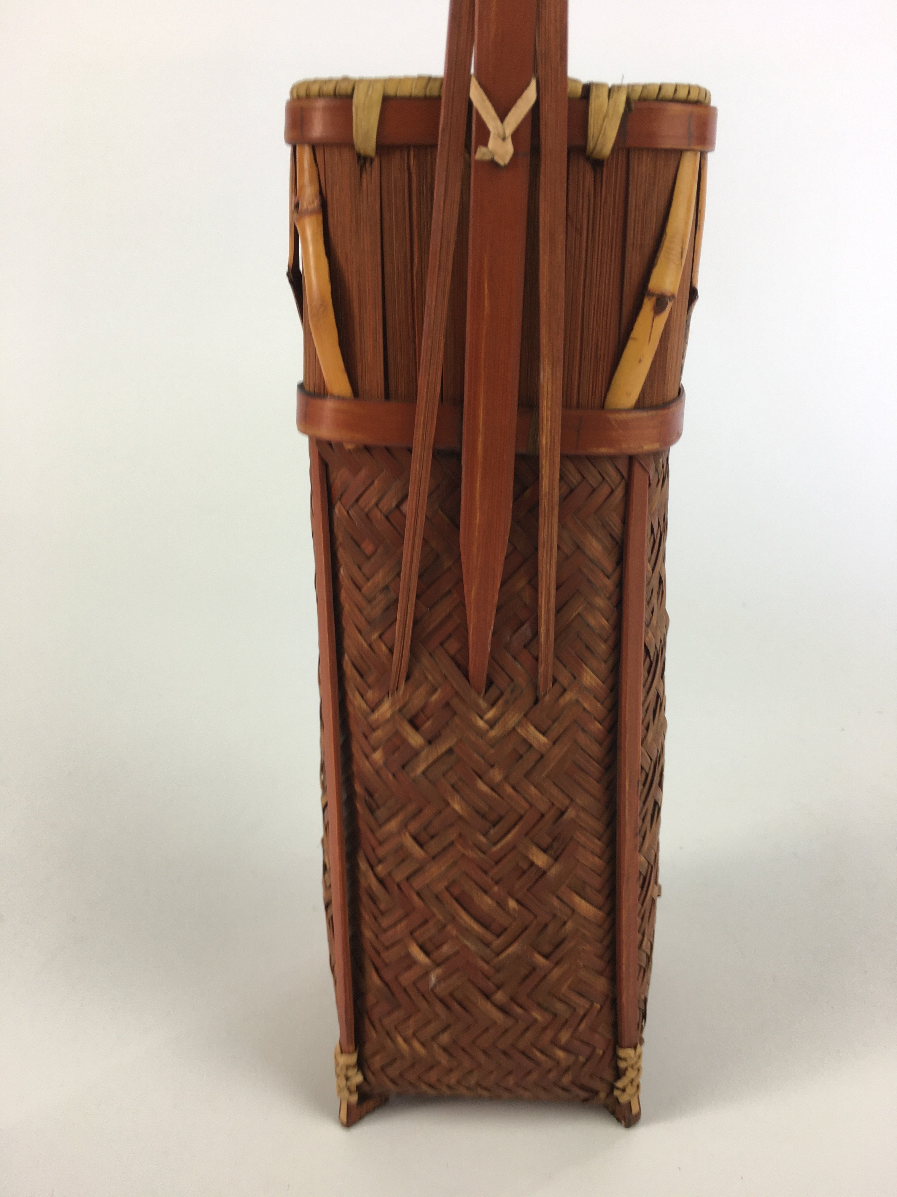 Japanese Bamboo Basket Vtg Ikebana Flower Arrangement Kado Kago B156