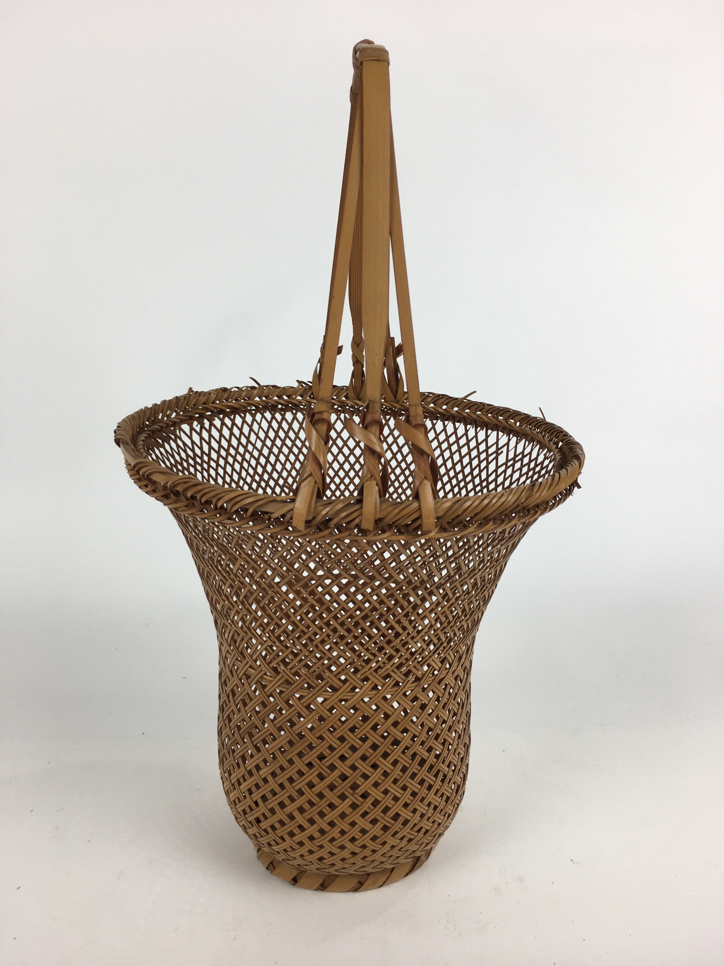 Japanese Bamboo Basket Vtg Ikebana Flower Arrangement Kado Kago B160