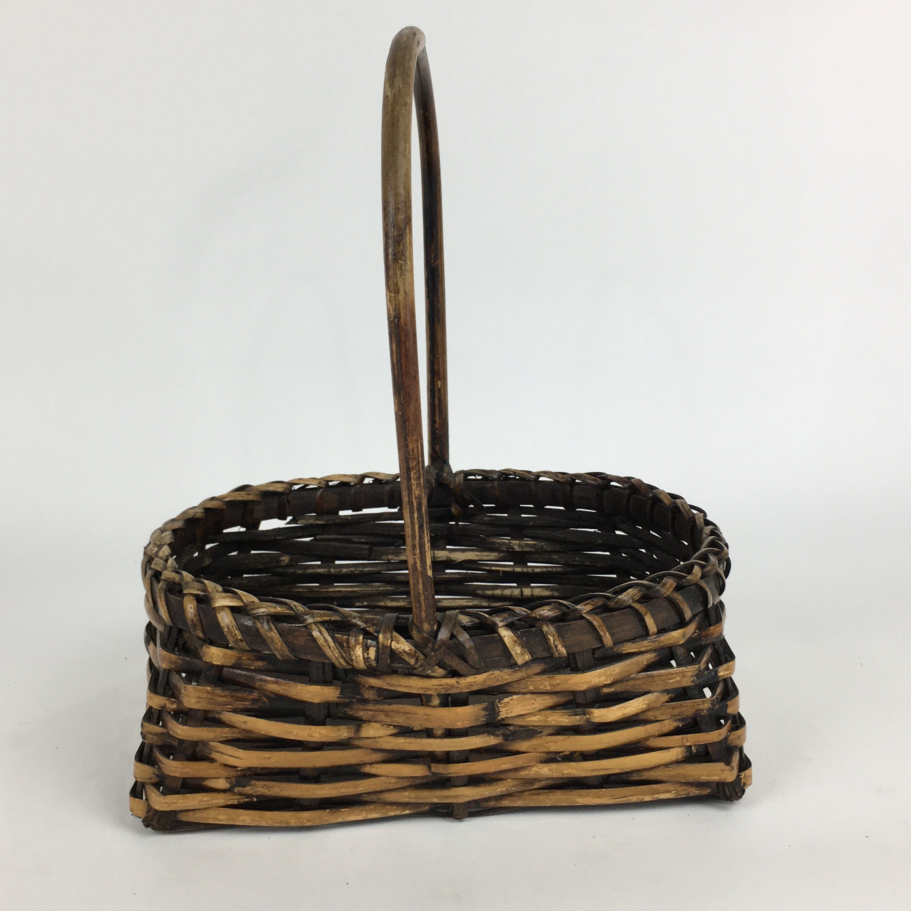 Japanese Bamboo Basket Vtg Ikebana Flower Arrangement Kado Kago B162