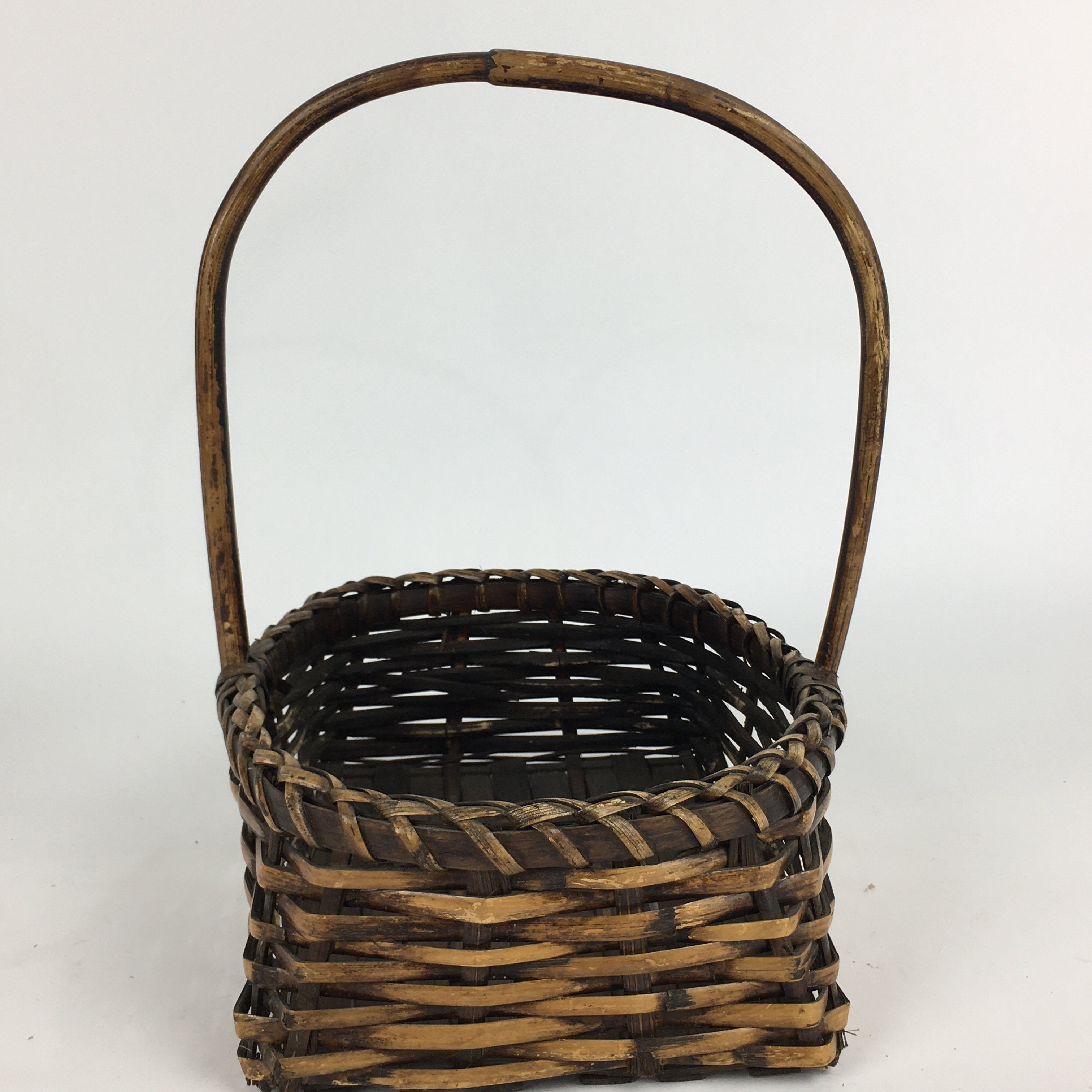 Japanese Bamboo Basket Vtg Ikebana Flower Arrangement Kado Kago B162