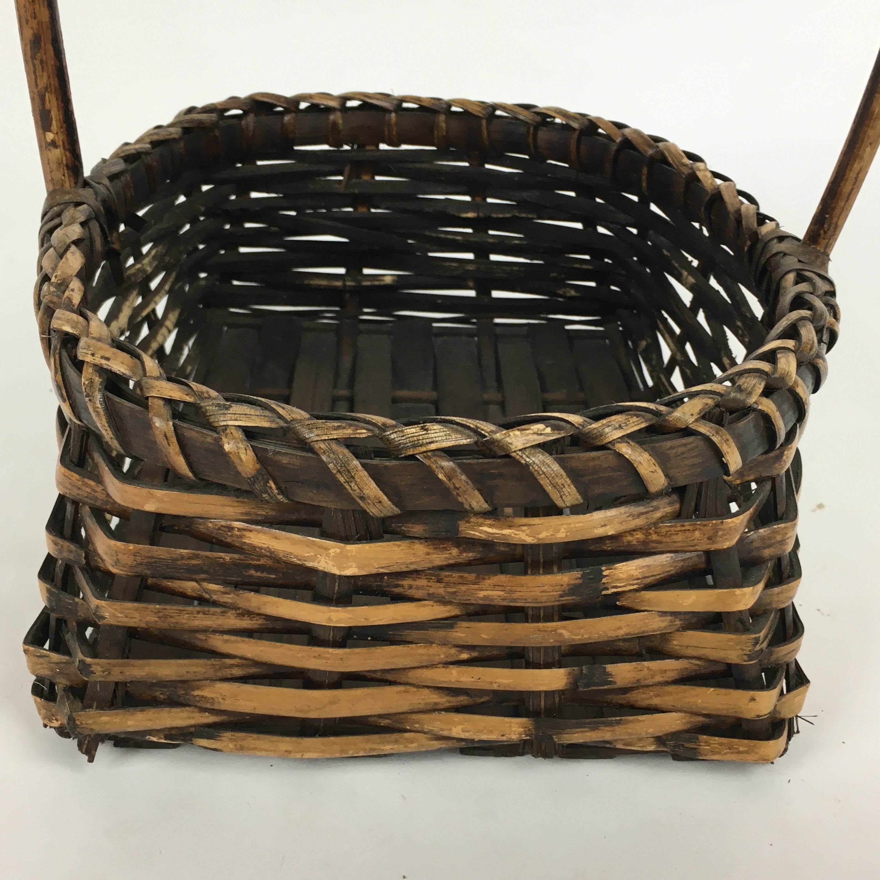 Japanese Bamboo Basket Vtg Ikebana Flower Arrangement Kado Kago B162