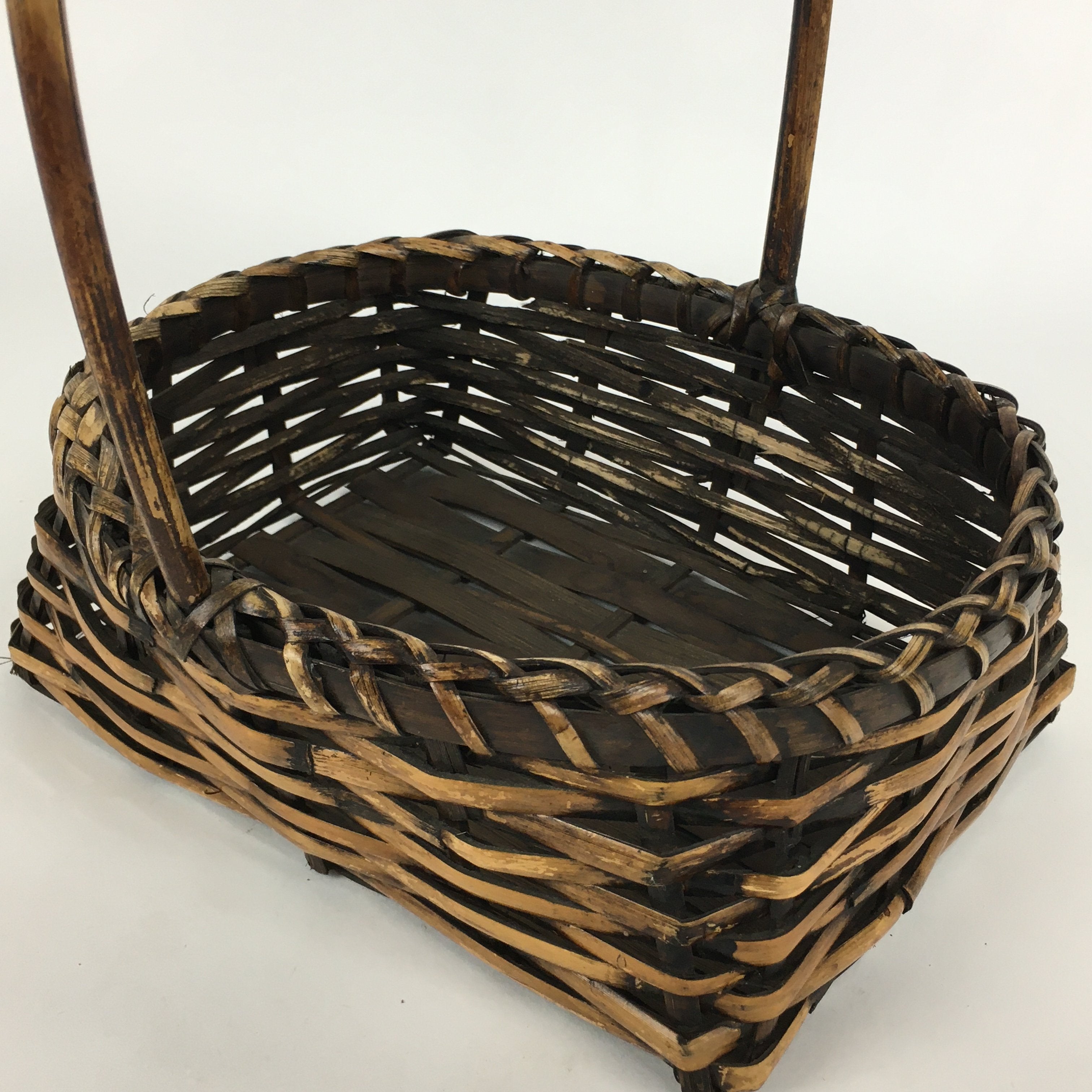 Japanese Bamboo Basket Vtg Ikebana Flower Arrangement Kado Kago B162