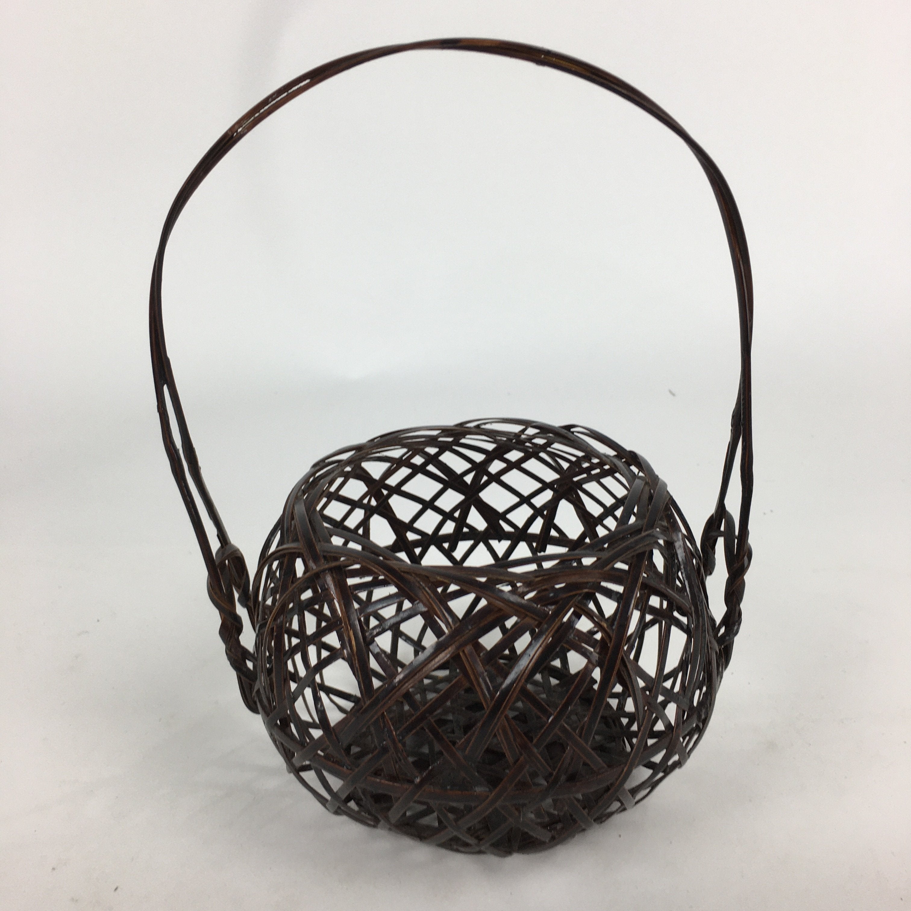 Japanese Bamboo Basket Vtg Ikebana Flower Arrangement Kado Kago B167