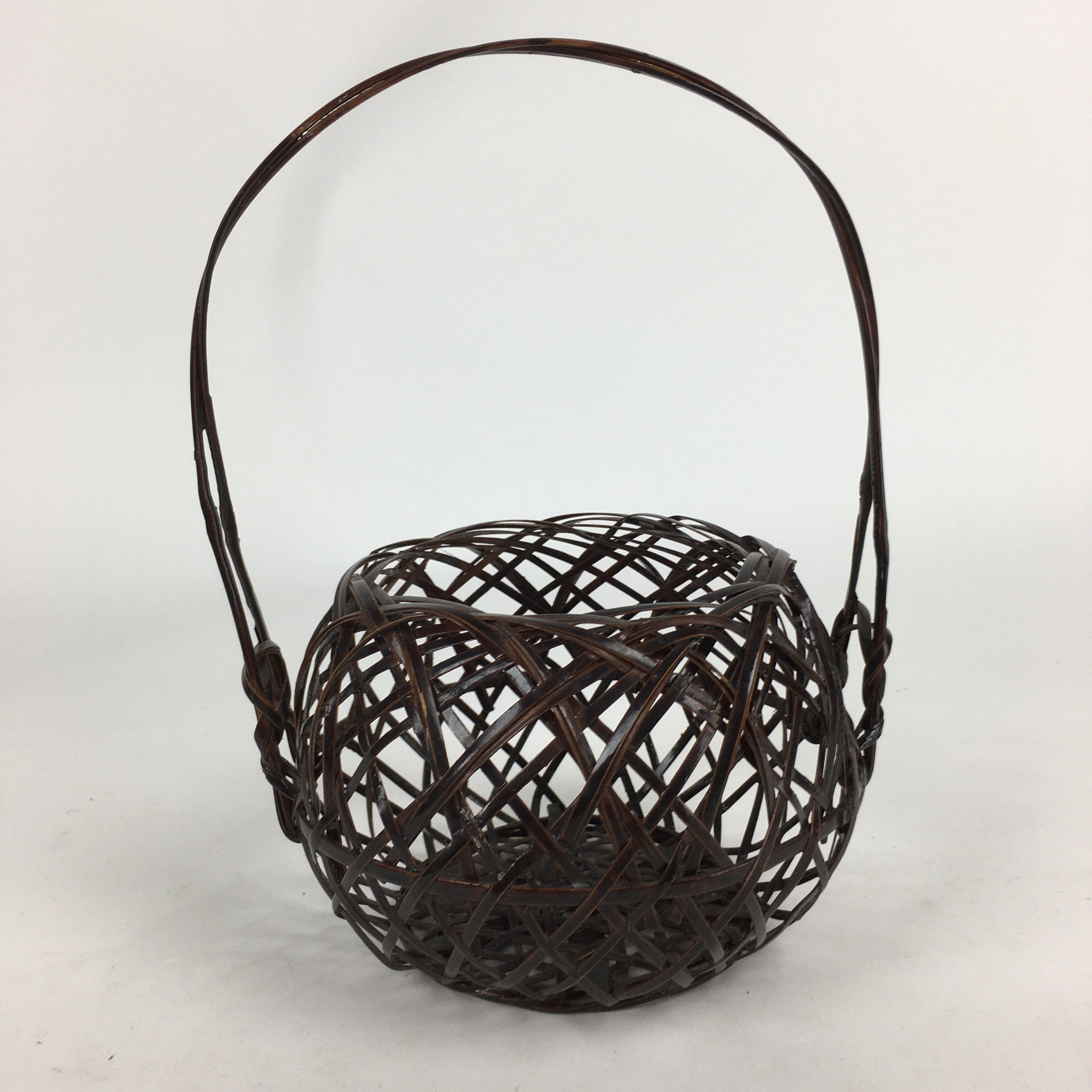 Japanese Bamboo Basket Vtg Ikebana Flower Arrangement Kado Kago B167
