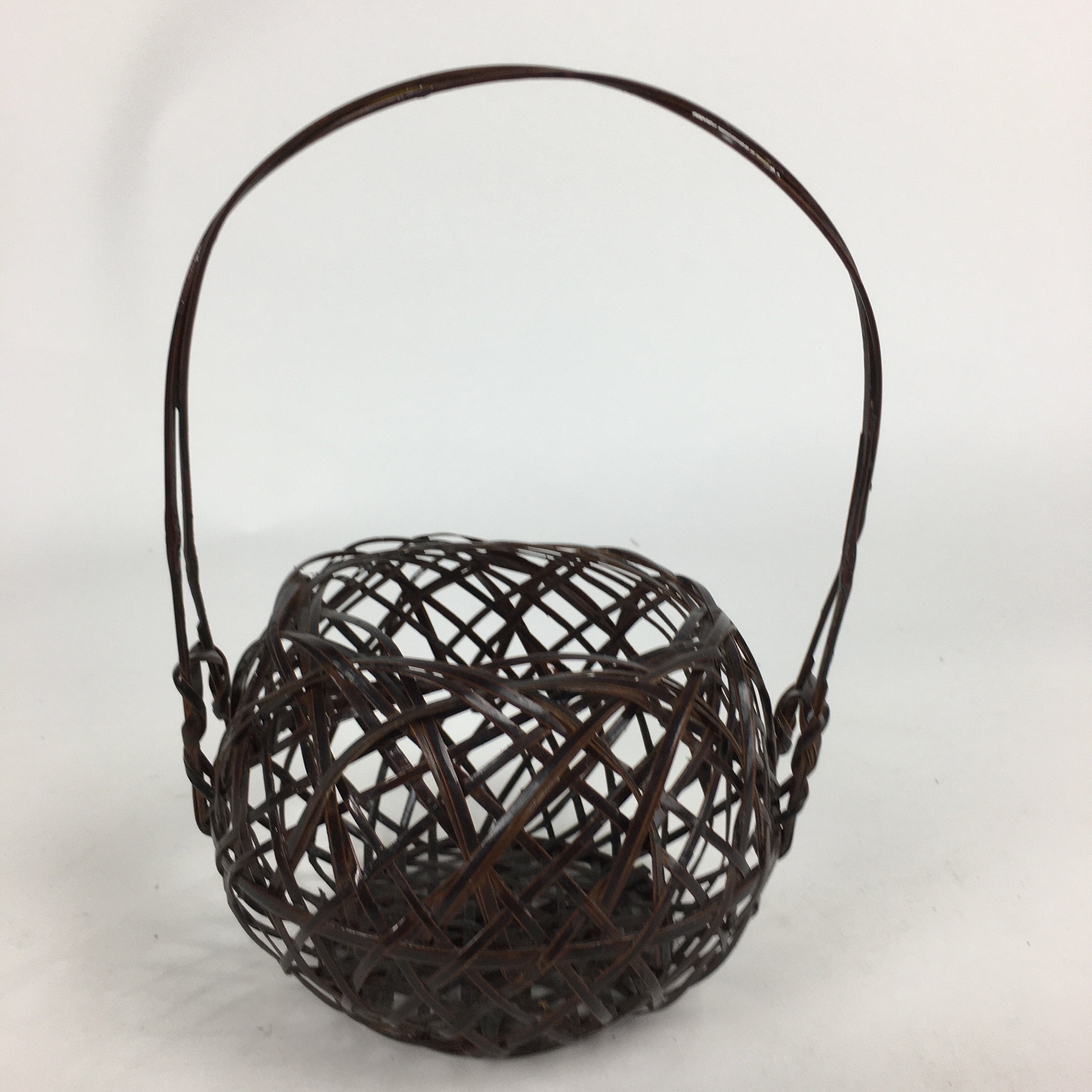 Japanese Bamboo Basket Vtg Ikebana Flower Arrangement Kado Kago B167