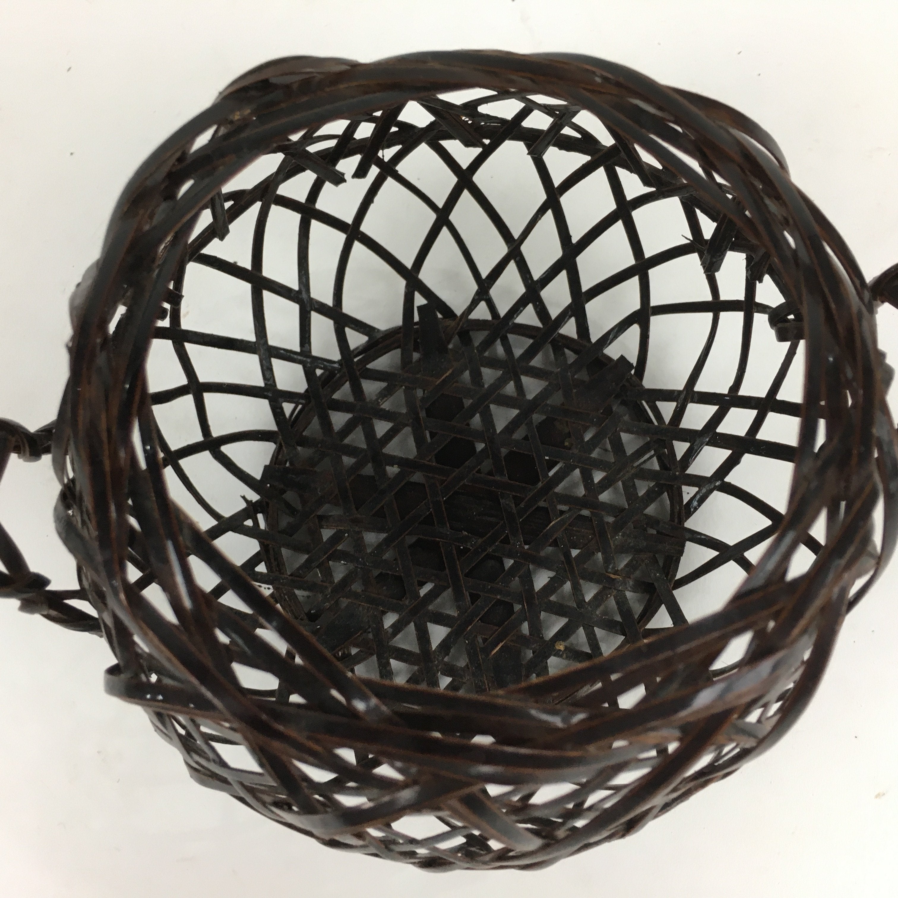 Japanese Bamboo Basket Vtg Ikebana Flower Arrangement Kado Kago B167