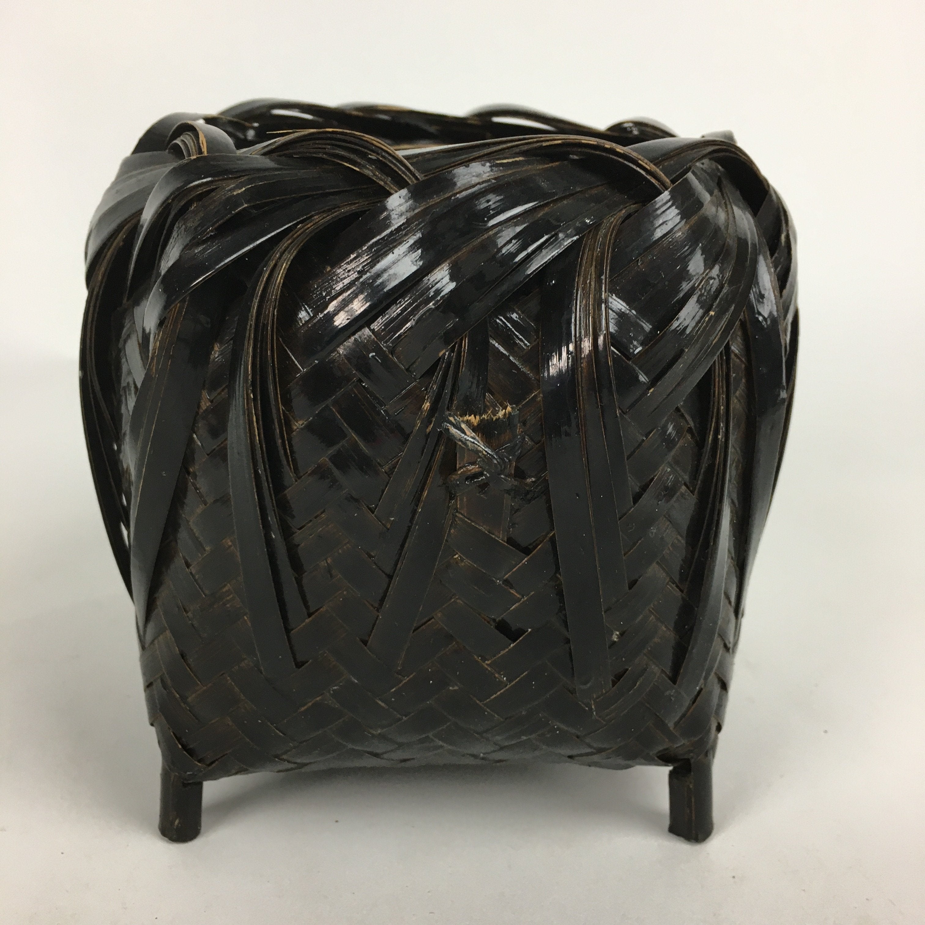 Japanese Bamboo Basket Vtg Ikebana Flower Arrangement Kado Kago B168