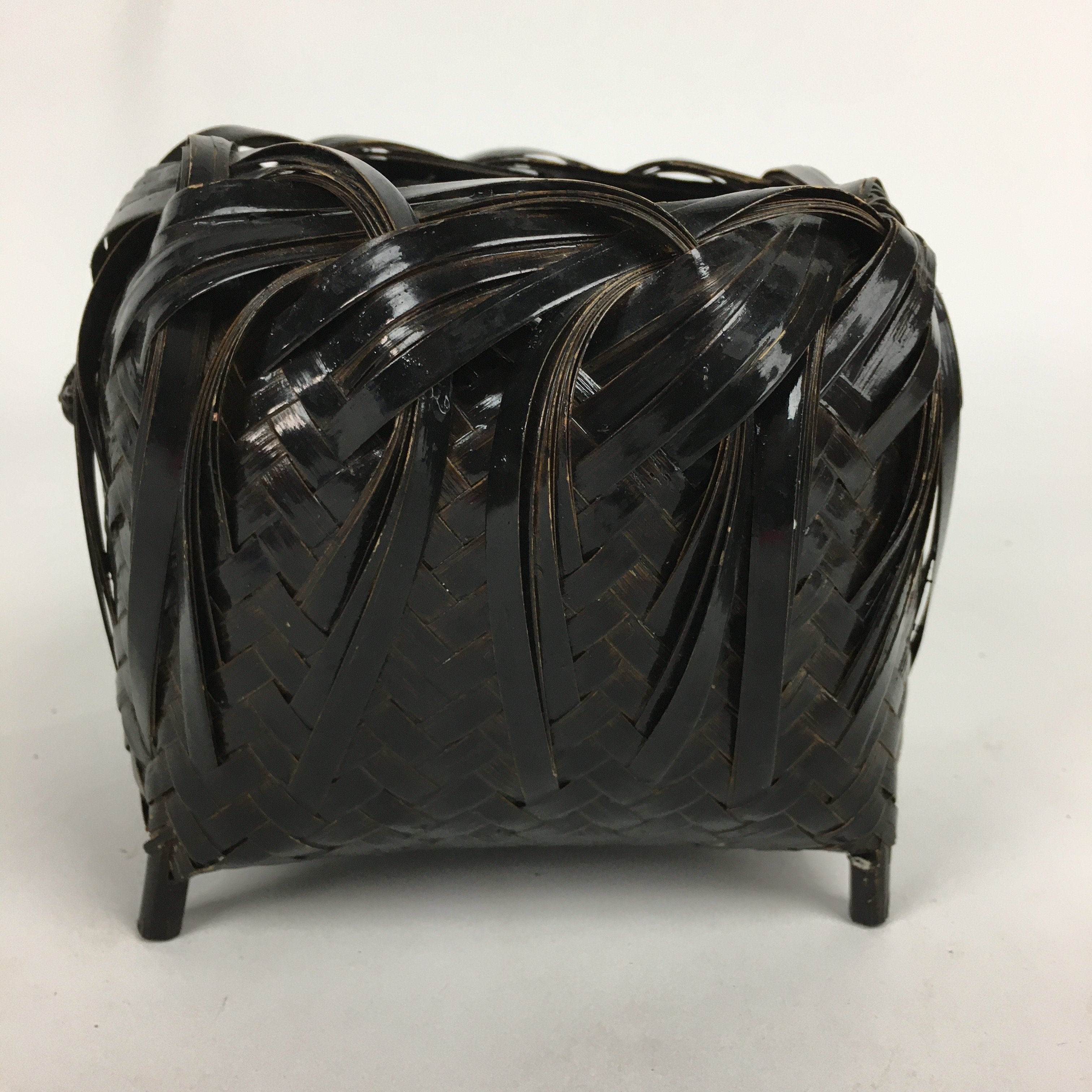 Japanese Bamboo Basket Vtg Ikebana Flower Arrangement Kado Kago B168