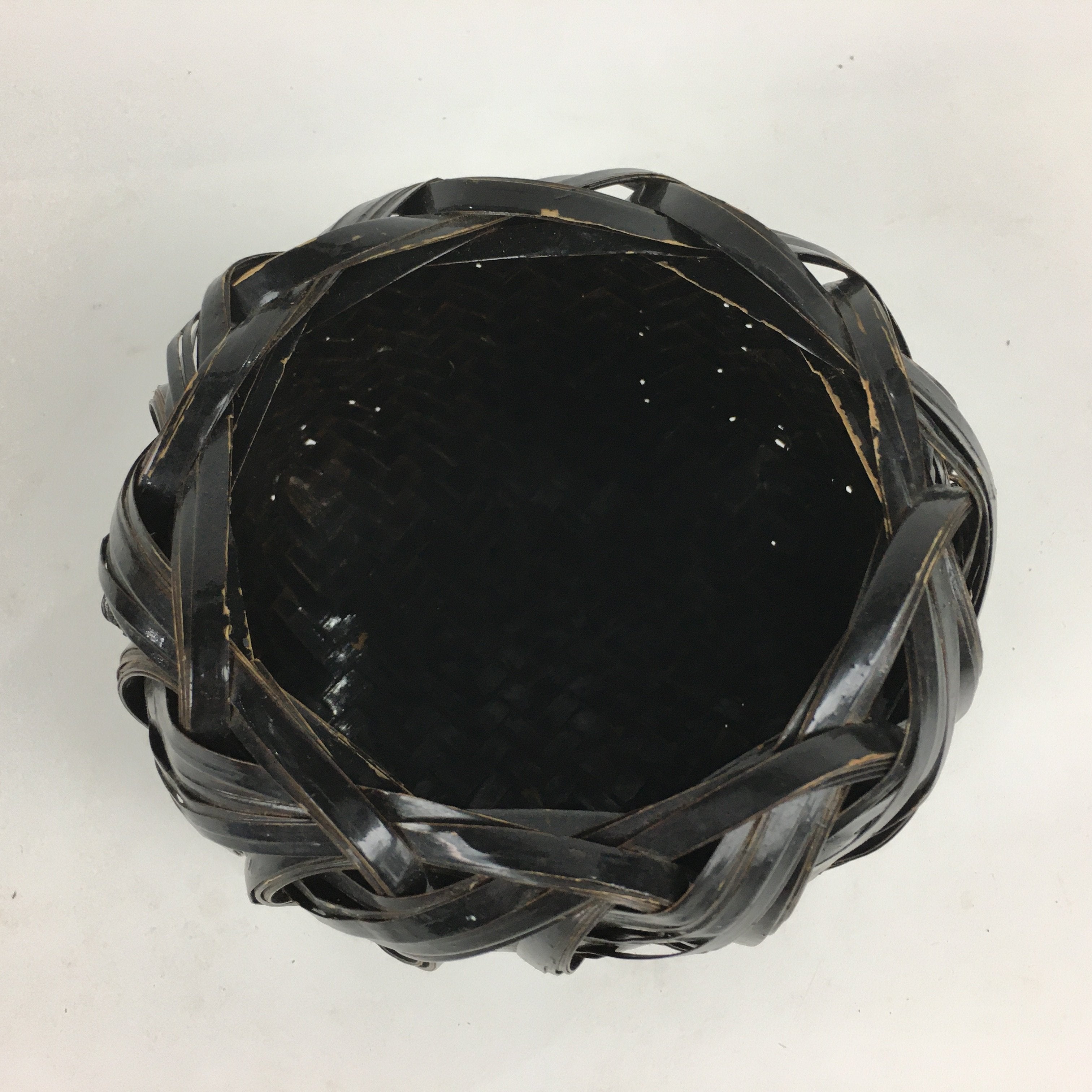Japanese Bamboo Basket Vtg Ikebana Flower Arrangement Kado Kago B168