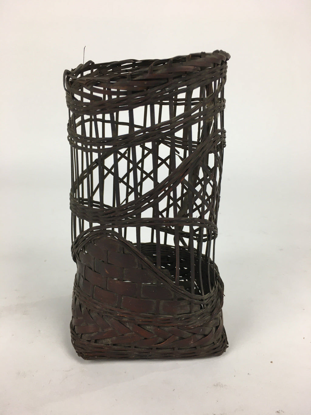Japanese Bamboo Basket Vtg Ikebana Flower Arrangement Kado Kago B181