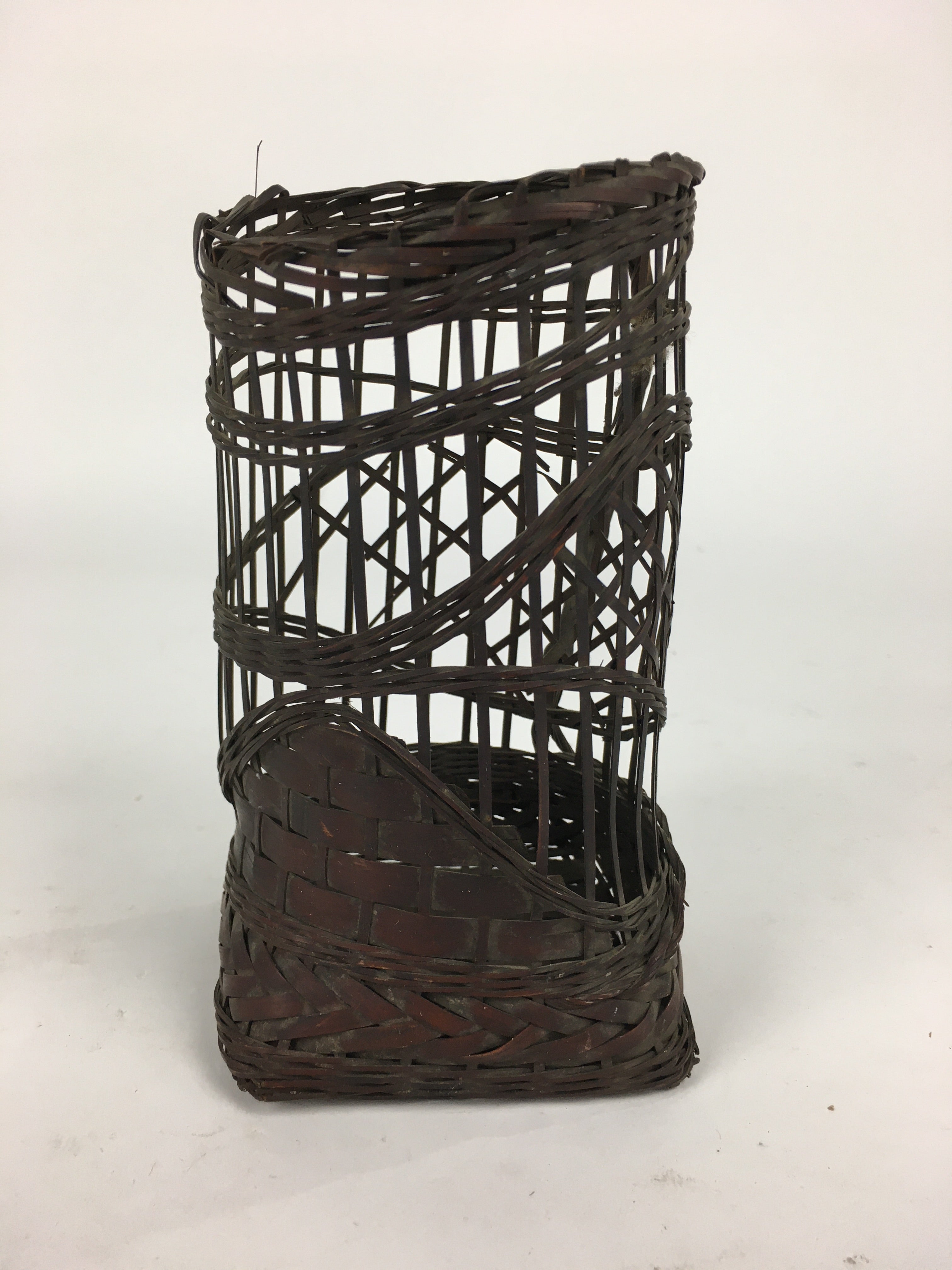 Japanese Bamboo Basket Vtg Ikebana Flower Arrangement Kado Kago B181