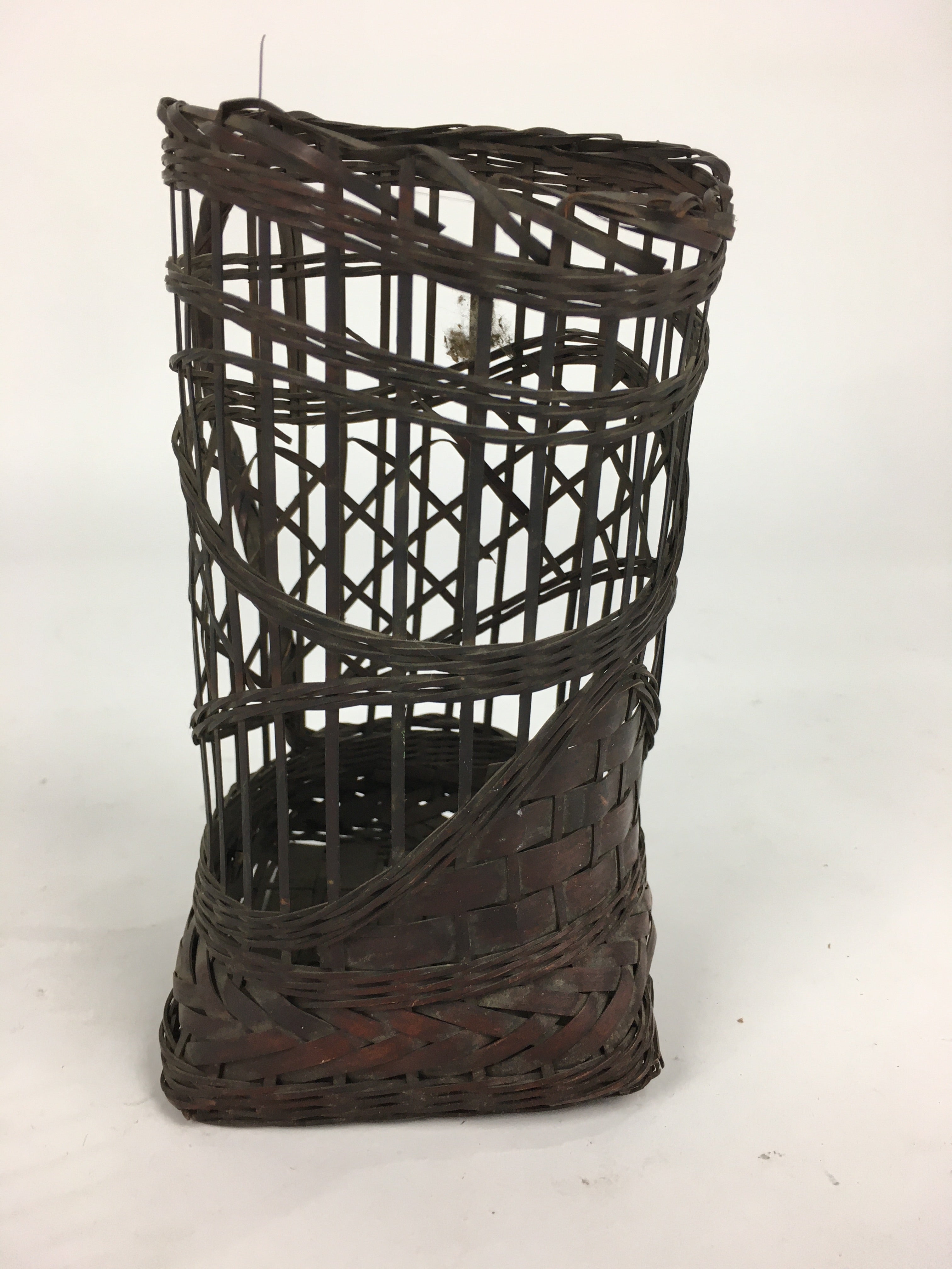 Japanese Bamboo Basket Vtg Ikebana Flower Arrangement Kado Kago B181
