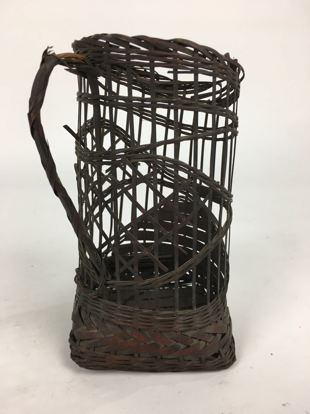 Japanese Bamboo Basket Vtg Ikebana Flower Arrangement Kado Kago B181