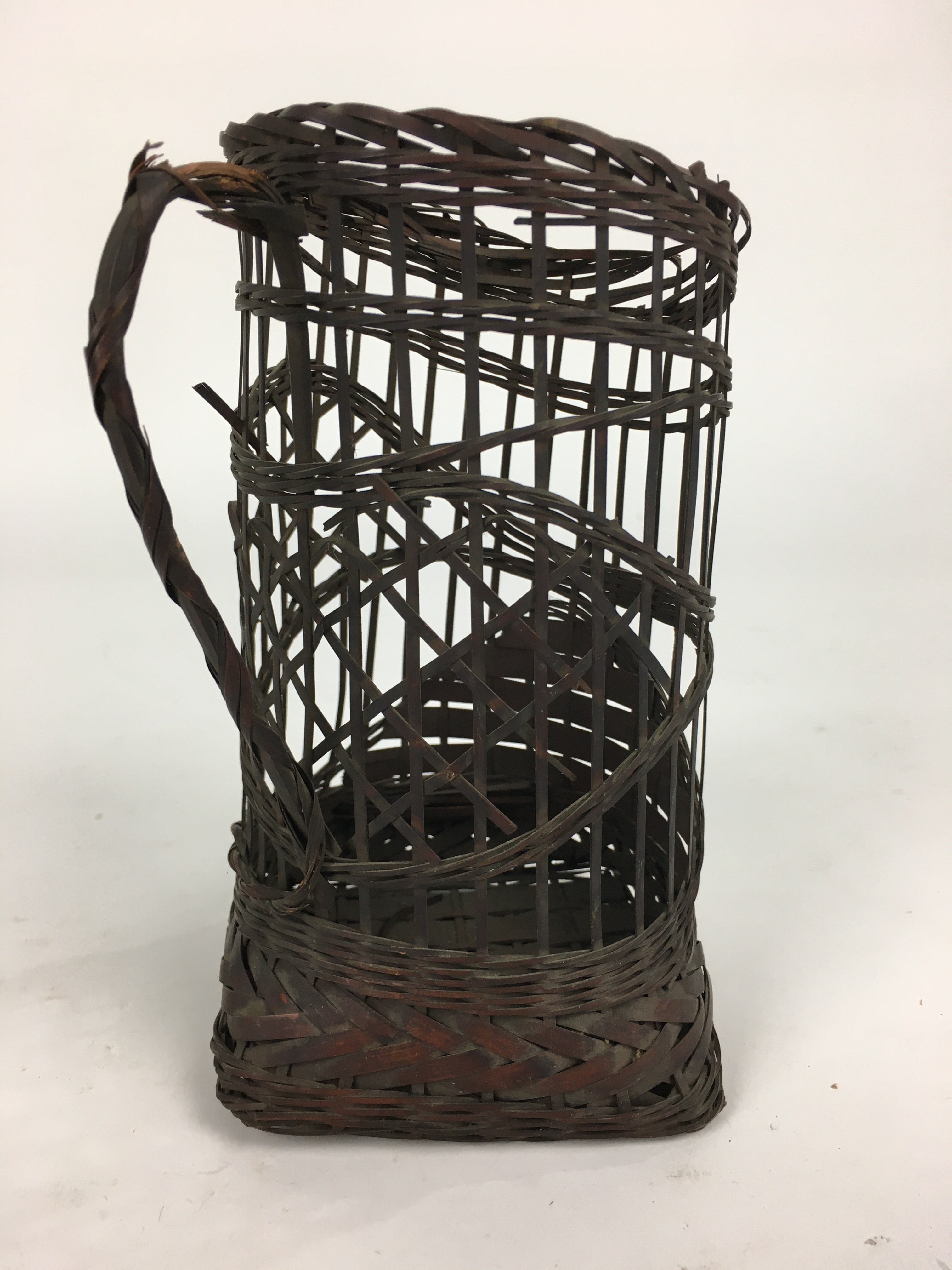 Japanese Bamboo Basket Vtg Ikebana Flower Arrangement Kado Kago B181