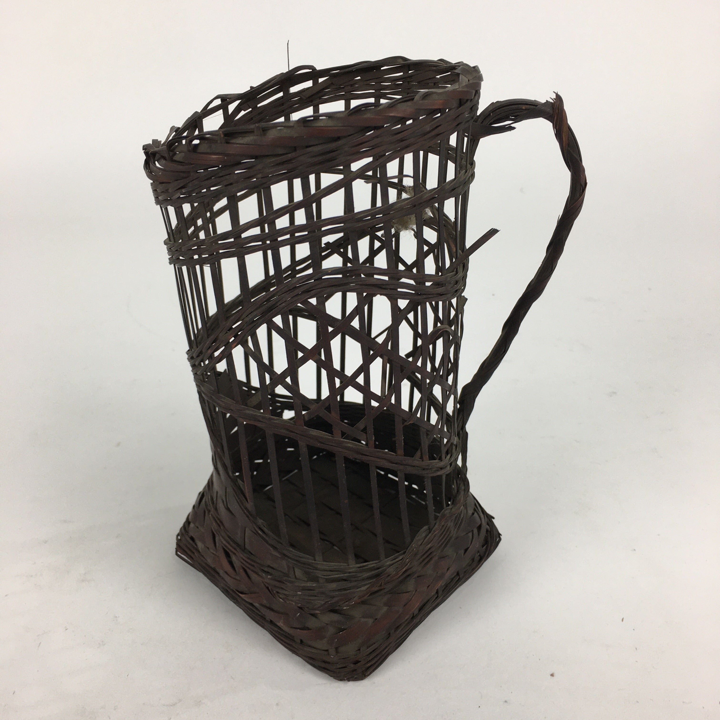 Japanese Bamboo Basket Vtg Ikebana Flower Arrangement Kado Kago B181