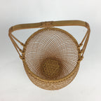 Japanese Bamboo Basket Vtg Ikebana Flower Arrangement Vase Kado Kago B170
