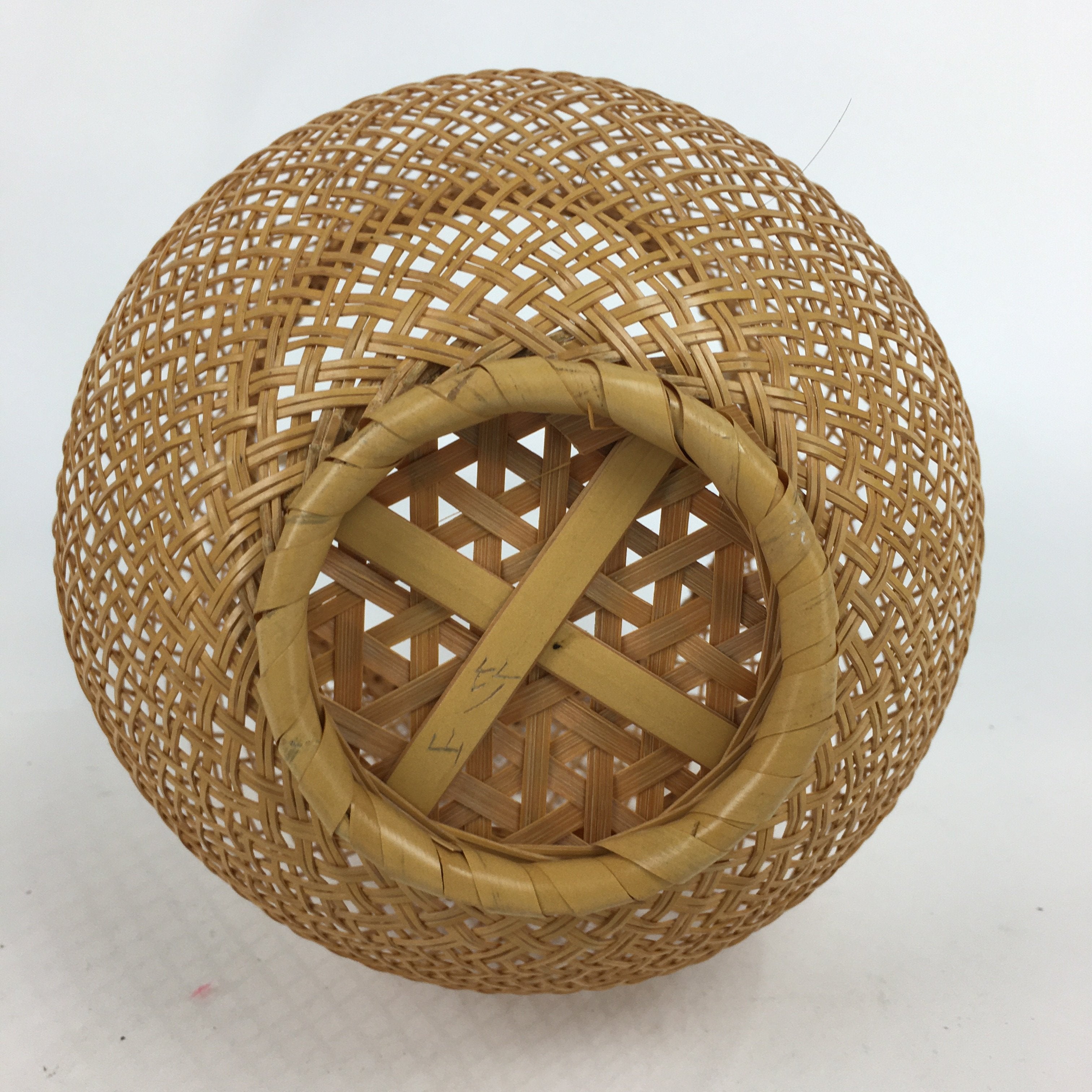 Japanese Bamboo Basket Vtg Ikebana Flower Arrangement Vase Kado Kago B170