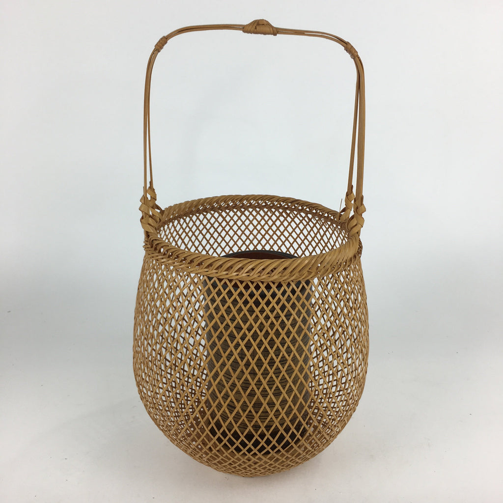 Japanese Bamboo Basket Vtg Ikebana Flower Arrangement Vase Kado Kago B170