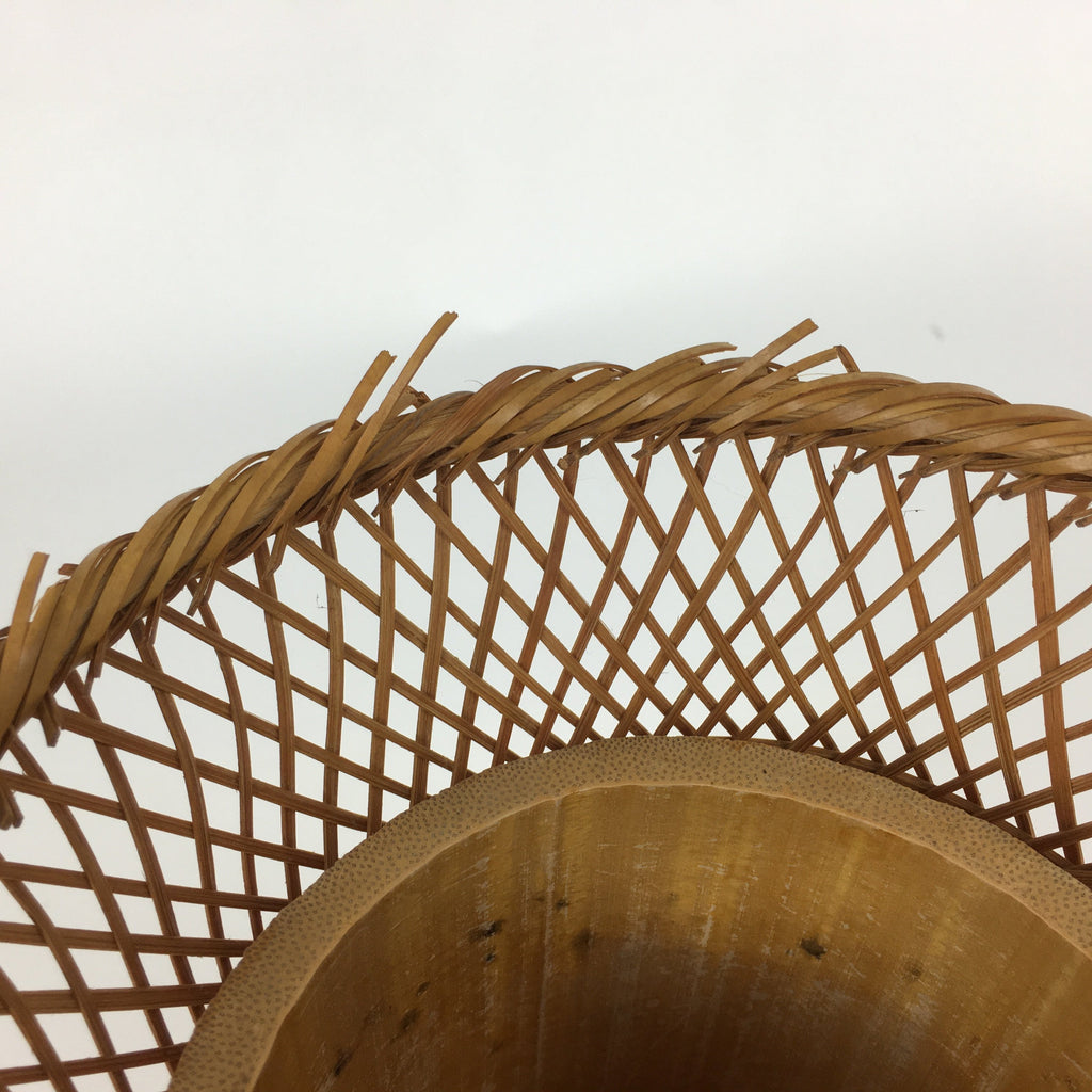 Japanese Bamboo Basket Vtg Ikebana Flower Arrangement Vase Kado Kago B171