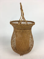 Japanese Bamboo Basket Vtg Ikebana Flower Arrangement Vase Kado Kago B171