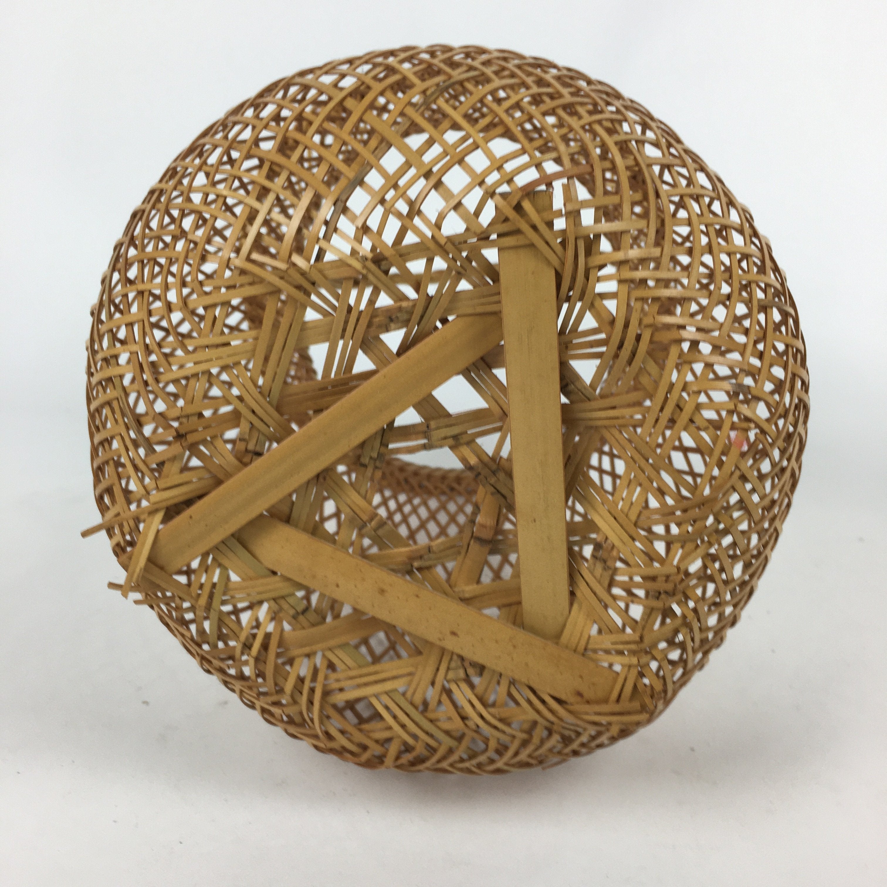 Japanese Bamboo Basket Vtg Ikebana Flower Arrangement Vase Kado Kago B171