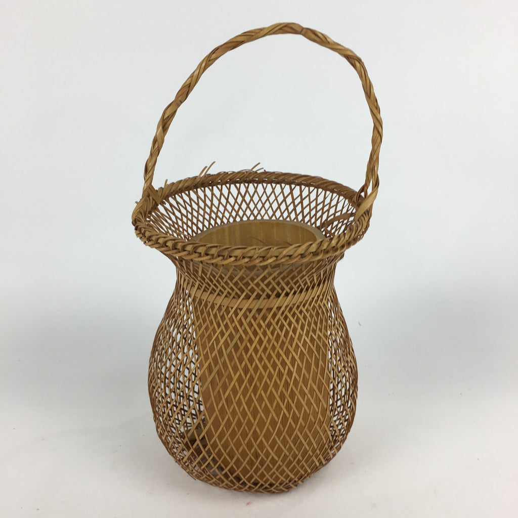 Japanese Bamboo Basket Vtg Ikebana Flower Arrangement Vase Kado Kago B171