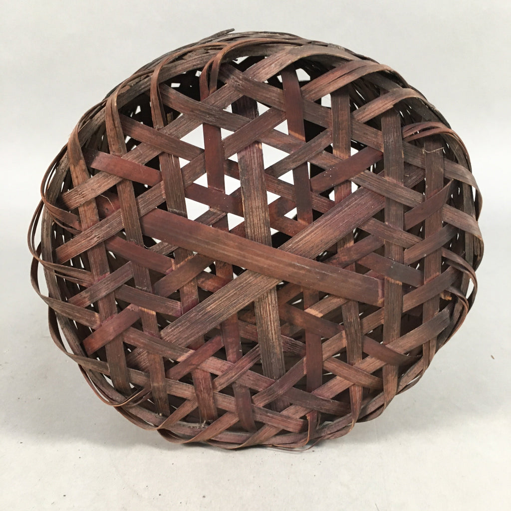 Japanese Bamboo Basket Vtg Natural Kago Brown Handmade Craft B152