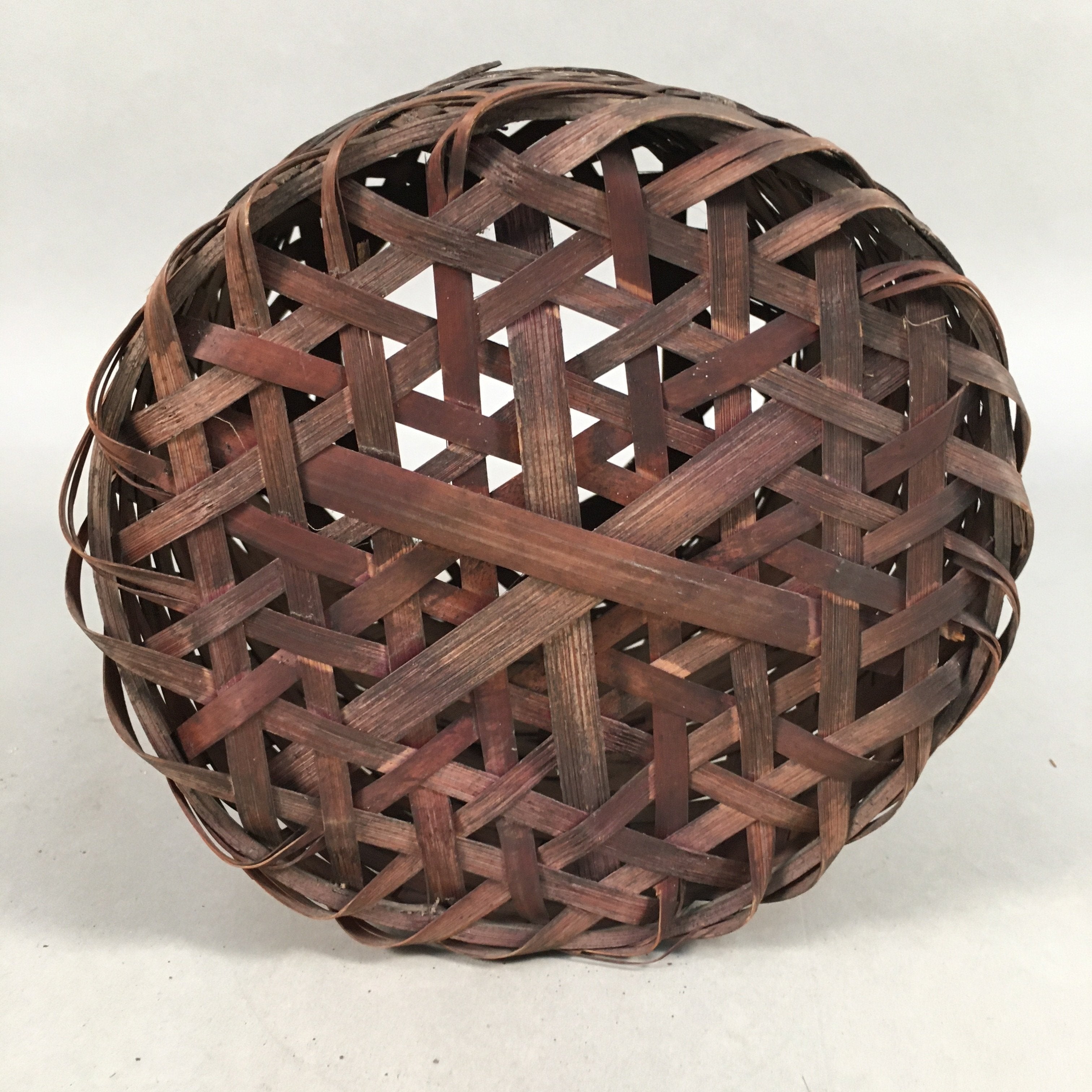 Japanese Bamboo Basket Vtg Natural Kago Brown Handmade Craft B152