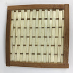 Japanese Bamboo Craft Drink Saucer 4pc Set Vtg Chataku Coaster Brown UR537