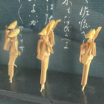 Japanese Bamboo Dolls Glass Case Ornament Vtg Sado Okesa Figurine BD812