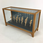 Japanese Bamboo Dolls Glass Case Ornament Vtg Sado Okesa Figurine BD812