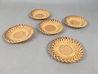 Japanese Bamboo Drink Coaster Saucer 5pc Set Vtg Chataku Round UR477