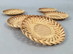 Japanese Bamboo Drink Coaster Saucer 5pc Set Vtg Chataku Round UR477