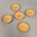 Japanese Bamboo Drink Coaster Saucer 5pc Set Vtg Chataku Round UR477