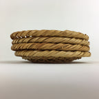 Japanese Bamboo Drink Saucer 4pc Set Vtg Chataku Coaster Brown UR723
