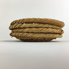 Japanese Bamboo Drink Saucer 4pc Set Vtg Chataku Coaster Brown UR723