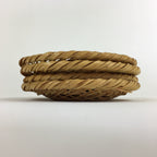 Japanese Bamboo Drink Saucer 4pc Set Vtg Chataku Coaster Brown UR723