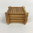 Japanese Bamboo Drink Saucer 5pc Set Vtg Chataku Coaster Brown UR722