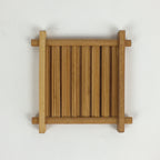 Japanese Bamboo Drink Saucer 5pc Set Vtg Chataku Coaster Brown UR722