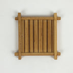 Japanese Bamboo Drink Saucer 5pc Set Vtg Chataku Coaster Brown UR722
